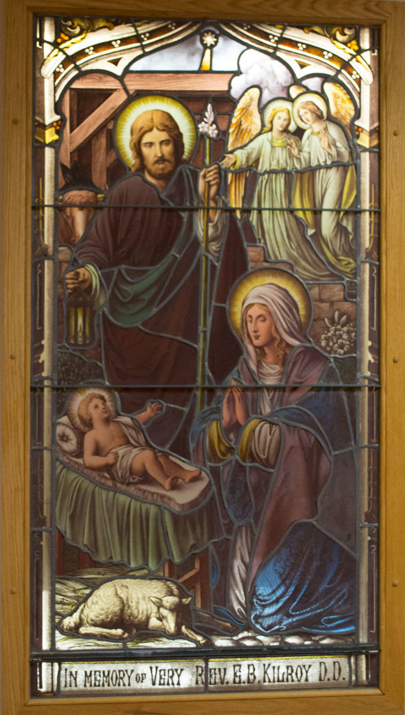 Birth of Jesus with angels window